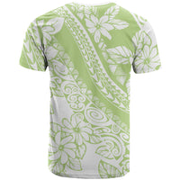Polynesian Tiare Flower Sage Green Pastel T Shirt LT14 - Polynesian Pride