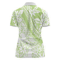 Polynesian Tiare Flower Sage Green Pastel Women Polo Shirt LT14 - Polynesian Pride