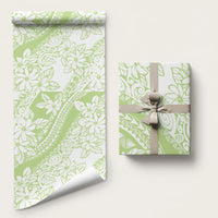 Polynesian Tiare Flower Sage Green Pastel Wrapping Paper LT14 58" × 23" Sage Green - Polynesian Pride