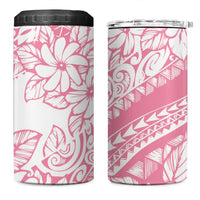 Polynesian Tiare Flower Pink Pastel Vibes 4 in 1 Can Cooler Tumbler LT14 One Size: 16 oz Pink - Polynesian Pride
