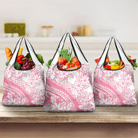 Polynesian Tiare Flower Pink Pastel Vibes Grocery Bag LT14 3-pack One Size Pink - Polynesian Pride