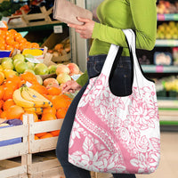 Polynesian Tiare Flower Pink Pastel Vibes Grocery Bag LT14 - Polynesian Pride