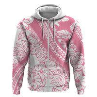Polynesian Tiare Flower Pink Pastel Vibes Hoodie LT14 Zip Hoodie Pink - Polynesian Pride
