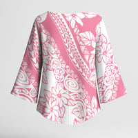 Polynesian Tiare Flower Pink Pastel Vibes Kimono Sleeve Blouse LT14 - Polynesian Pride