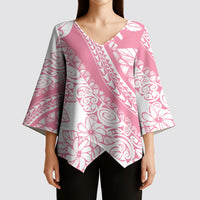 Polynesian Tiare Flower Pink Pastel Vibes Kimono Sleeve Blouse LT14 - Polynesian Pride