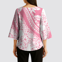 Polynesian Tiare Flower Pink Pastel Vibes Kimono Sleeve Blouse LT14 - Polynesian Pride