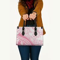 Polynesian Tiare Flower Pink Pastel Vibes Leather Bag LT14 - Polynesian Pride