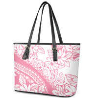 Polynesian Tiare Flower Pink Pastel Vibes Leather Tote Bag LT14 - Polynesian Pride