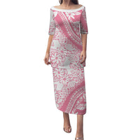 Polynesian Tiare Flower Pink Pastel Vibes Puletasi LT14 Long Dress Pink - Polynesian Pride