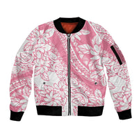Polynesian Tiare Flower Pink Pastel Vibes Sleeve Zip Bomber Jacket LT14 Unisex Pink - Polynesian Pride