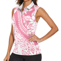 Polynesian Tiare Flower Pink Pastel Vibes Women Sleeveless Polo Shirt LT14 - Polynesian Pride