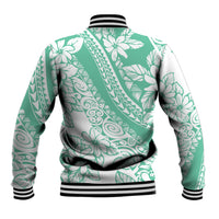 Polynesian Tiare Flower Cyan Pastel Vibes Baseball Jacket LT14 - Polynesian Pride
