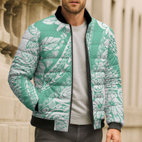 Polynesian Tiare Flower Cyan Pastel Vibes Bomber Puffer Jacket LT14 - Polynesian Pride