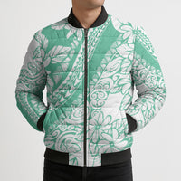 Polynesian Tiare Flower Cyan Pastel Vibes Bomber Puffer Jacket LT14 - Polynesian Pride