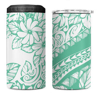 Polynesian Tiare Flower Cyan Pastel Vibes 4 in 1 Can Cooler Tumbler LT14 One Size: 16 oz Cyan - Polynesian Pride
