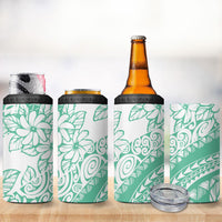 Polynesian Tiare Flower Cyan Pastel Vibes 4 in 1 Can Cooler Tumbler LT14 - Polynesian Pride