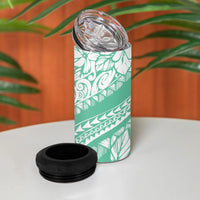 Polynesian Tiare Flower Cyan Pastel Vibes 4 in 1 Can Cooler Tumbler LT14 - Polynesian Pride