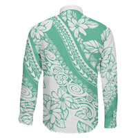 Polynesian Tiare Flower Cyan Pastel Vibes Family Matching Mermaid Dress and Hawaiian Shirt