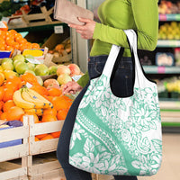 Polynesian Tiare Flower Cyan Pastel Vibes Grocery Bag LT14 - Polynesian Pride