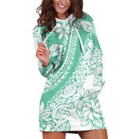 Polynesian Tiare Flower Cyan Pastel Vibes Hoodie Dress LT14 Cyan - Polynesian Pride