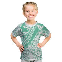 Polynesian Tiare Flower Cyan Pastel Vibes Kid T Shirt LT14 Cyan - Polynesian Pride