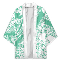 Polynesian Tiare Flower Cyan Pastel Vibes Kimono LT14 Unisex Cyan - Polynesian Pride