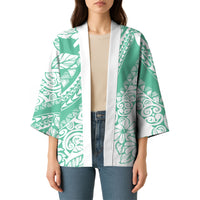 Polynesian Tiare Flower Cyan Pastel Vibes Kimono LT14 - Polynesian Pride