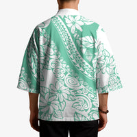 Polynesian Tiare Flower Cyan Pastel Vibes Kimono LT14 - Polynesian Pride