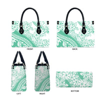 Polynesian Tiare Flower Cyan Pastel Vibes Leather Bag LT14 - Polynesian Pride