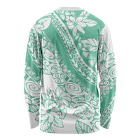 Polynesian Tiare Flower Cyan Pastel Vibes Long Sleeve Shirt LT14 - Polynesian Pride