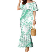 Polynesian Tiare Flower Cyan Pastel Vibes Mermaid Dress LT14 Women Cyan - Polynesian Pride
