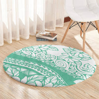 Polynesian Tiare Flower Cyan Pastel Vibes Round Carpet LT14 - Polynesian Pride