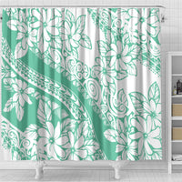 Polynesian Tiare Flower Cyan Pastel Vibes Shower Curtain LT14 - Polynesian Pride