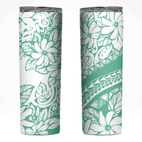 Polynesian Tiare Flower Cyan Pastel Vibes Skinny Tumbler LT14 Cyan - Polynesian Pride