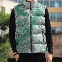 Polynesian Tiare Flower Cyan Pastel Vibes Sleeveless Puffer Jacket LT14 - Polynesian Pride