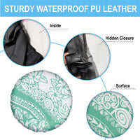 Polynesian Tiare Flower Cyan Pastel Vibes Spare Tire Cover LT14 - Polynesian Pride