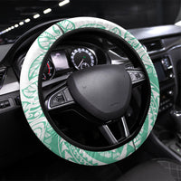 Polynesian Tiare Flower Cyan Pastel Vibes Steering Wheel Cover LT14 Universal Fit Cyan - Polynesian Pride