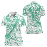 Polynesian Tiare Flower Cyan Pastel Vibes Women Polo Shirt LT14 - Polynesian Pride