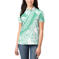 Polynesian Tiare Flower Cyan Pastel Vibes Women Polo Shirt LT14 - Polynesian Pride