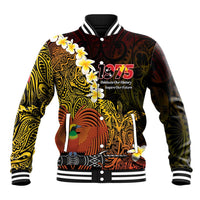 Papua New Guinea 1975 Baseball Jacket Create Our History Inspire Our Future LT14 Unisex Black - Polynesian Pride