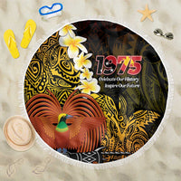 Papua New Guinea 1975 Beach Blanket Create Our History Inspire Our Future LT14 One Size 150cm Black - Polynesian Pride