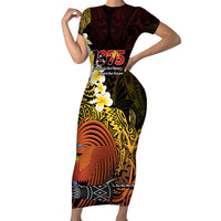 Papua New Guinea 1975 Family Matching Short Sleeve Bodycon Dress and Hawaiian Shirt Create Our History Inspire Our Future - Polynesian Pride
