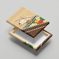 Personalised Bula Vinaka Fiji Drua Canvas Wall Art Fijian Traditional Canoe Tapa Cloth Beige LT14 - Polynesian Pride