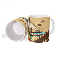 Personalised Bula Vinaka Fiji Drua Ceramic Mug Fijian Traditional Canoe Tapa Cloth Beige LT14 - Polynesian Pride