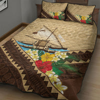 Personalised Bula Vinaka Fiji Drua Quilt Bed Set Fijian Traditional Canoe Tapa Cloth Beige LT14 - Polynesian Pride