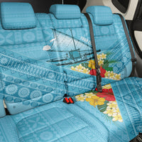 Personalised Bula Vinaka Fiji Drua Back Car Seat Cover Fijian Traditional Canoe Tapa Cloth Blue LT14 - Polynesian Pride