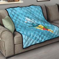 Personalised Bula Vinaka Fiji Drua Quilt Fijian Traditional Canoe Tapa Cloth Blue LT14 - Polynesian Pride