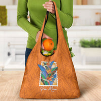 Aloha Hawaii Pua Manu Grocery Bag Hawaiian Bird of Paradise Flowers Stylized Stamp LT14 - Polynesian Pride