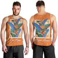 Aloha Hawaii Pua Manu Men Tank Top Hawaiian Bird of Paradise Flowers Stylized Stamp LT14 - Polynesian Pride
