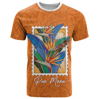 Aloha Hawaii Pua Manu T Shirt Hawaiian Bird of Paradise Flowers Stylized Stamp LT14 Orange - Polynesian Pride